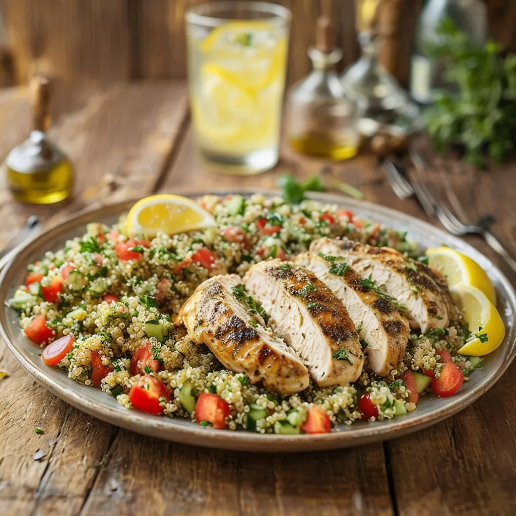 Lemon Herb Grilled Chicken with Quinoa Tabbouleh